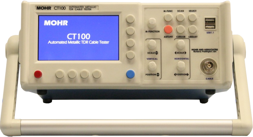 Frontal view of CT100 TDR cable analyzer